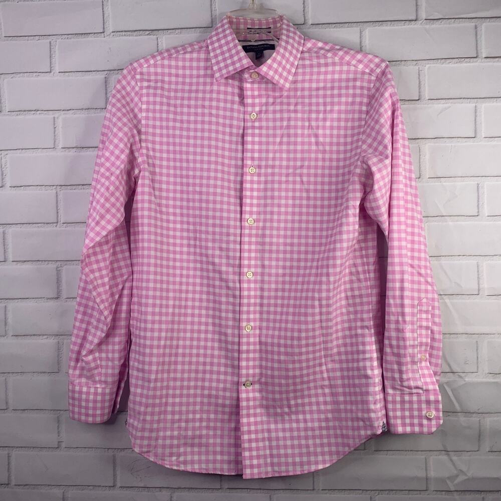 Banana Republic oxford shirt Camden Fit button front pink white gingham small